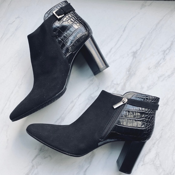 Aquatalia “Vela” Weatherproof Crocodile & Suede Booties - Picture 2 of 6